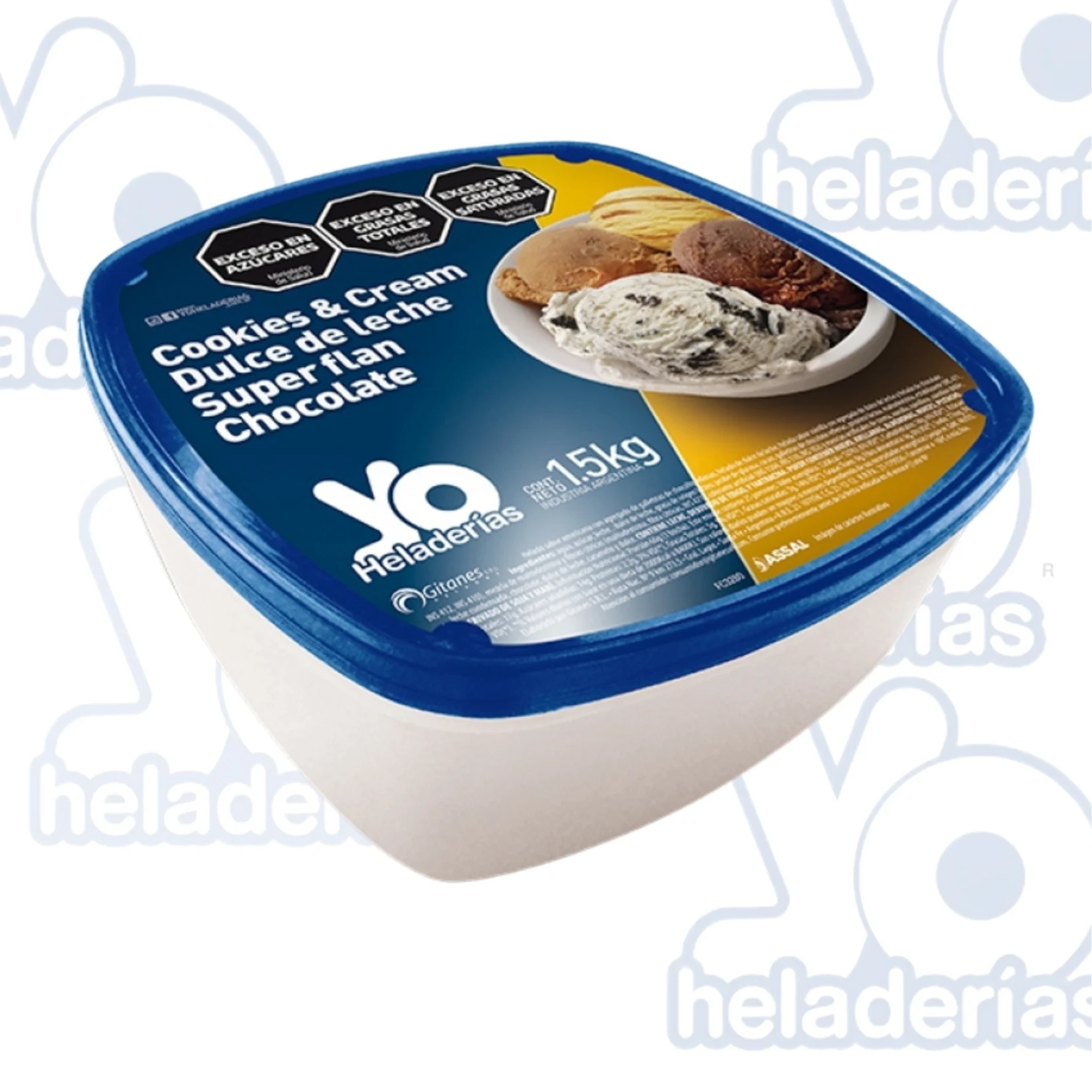 Pote 1,5 KG Cookie, Dulce de Leche, Super Flan y Chocolate